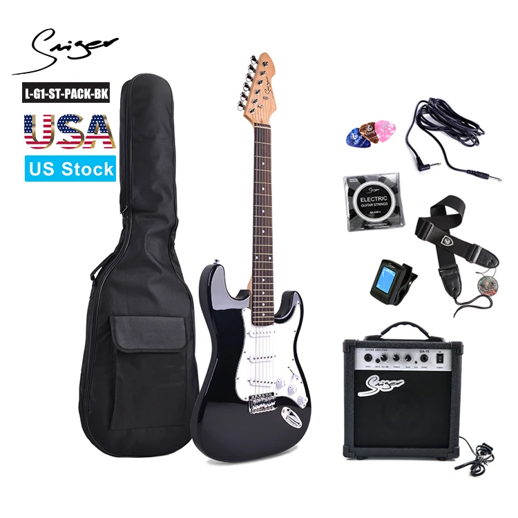 

L-G1-ST SMIGER brand Made in China Amazon e-shop wholesale price Custom beginner st electric guitar kit pack