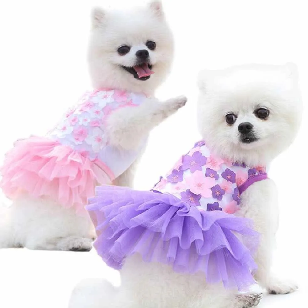 

Wholesale Amazon Hot Sale Pet Dog Clothes Lace Tutu Cute Sleeveless Summer Dog Shirt Dog Dresses, As shown in details