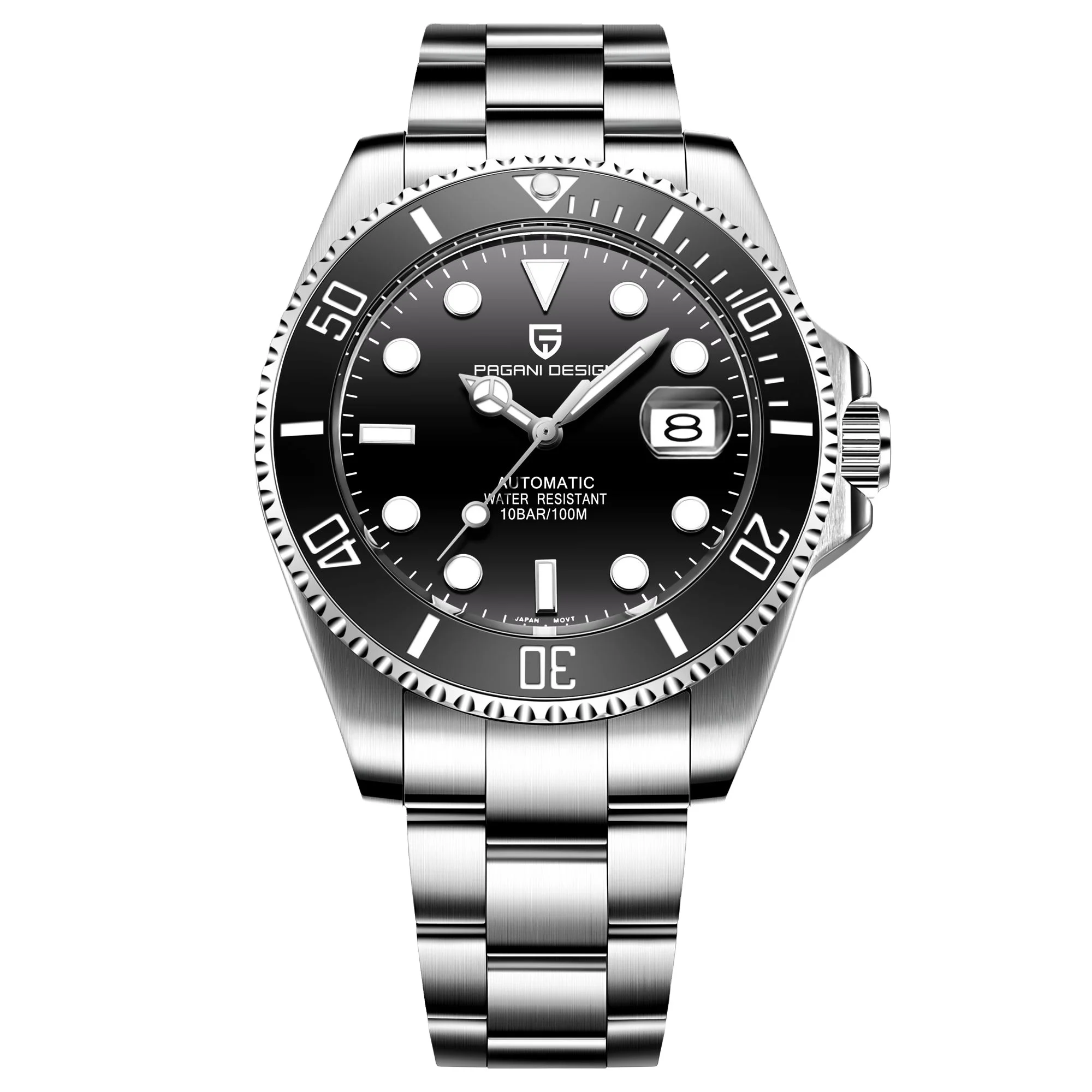 

Waterproof Custom Logo Stainless Steel Luxury Brand Men Watches Automatic Date Diver Watch Men Wrist