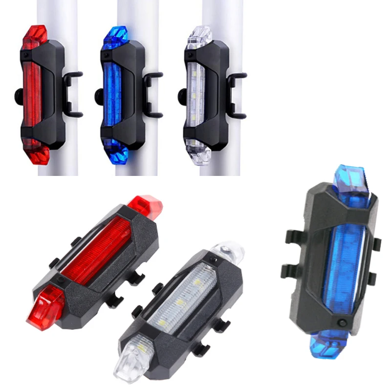 

Bike LED Taillight USB Charge Scooter LED Tail Light Waterproof Riding Lamp Mountain Bike Cycling Light Safety Warning Light, Blue,white,red