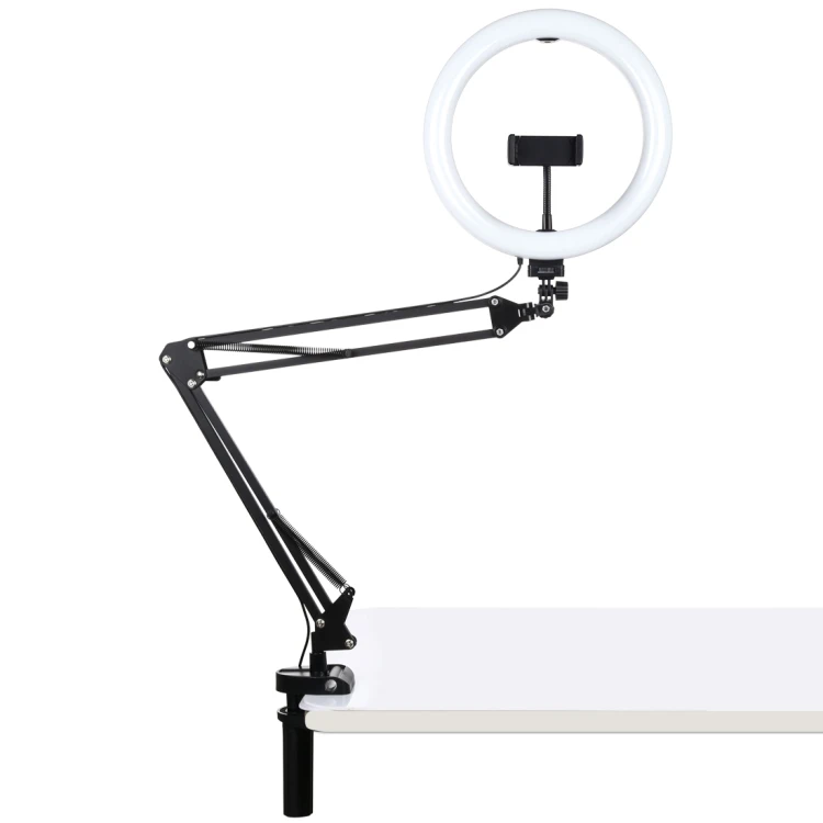 

PULUZ 10.2 inch USB Dimmable Led Photo Selfie Ring Light with Desktop Arm Stand Phone clamp