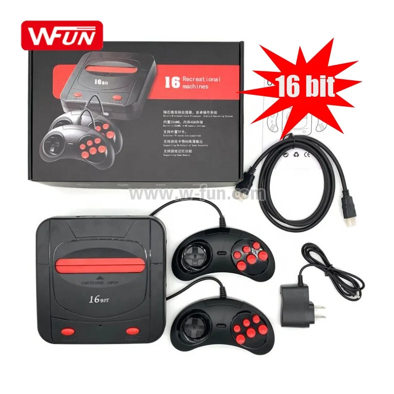 

2019 Factories 16 Bit HD Sega Genesis TV Game Console Video 188 Games Handheld Gaming Consoles Support TF Card, Black+red