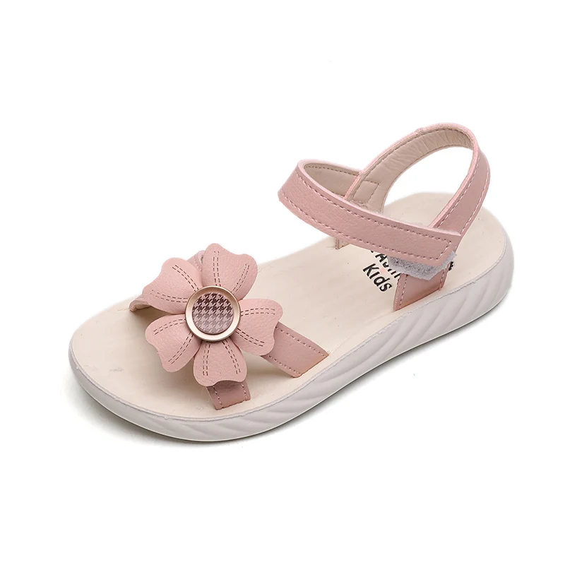 

New Arrival Girls Shoes Flower Children Casual Leather Sandals, White/pink/fuxia