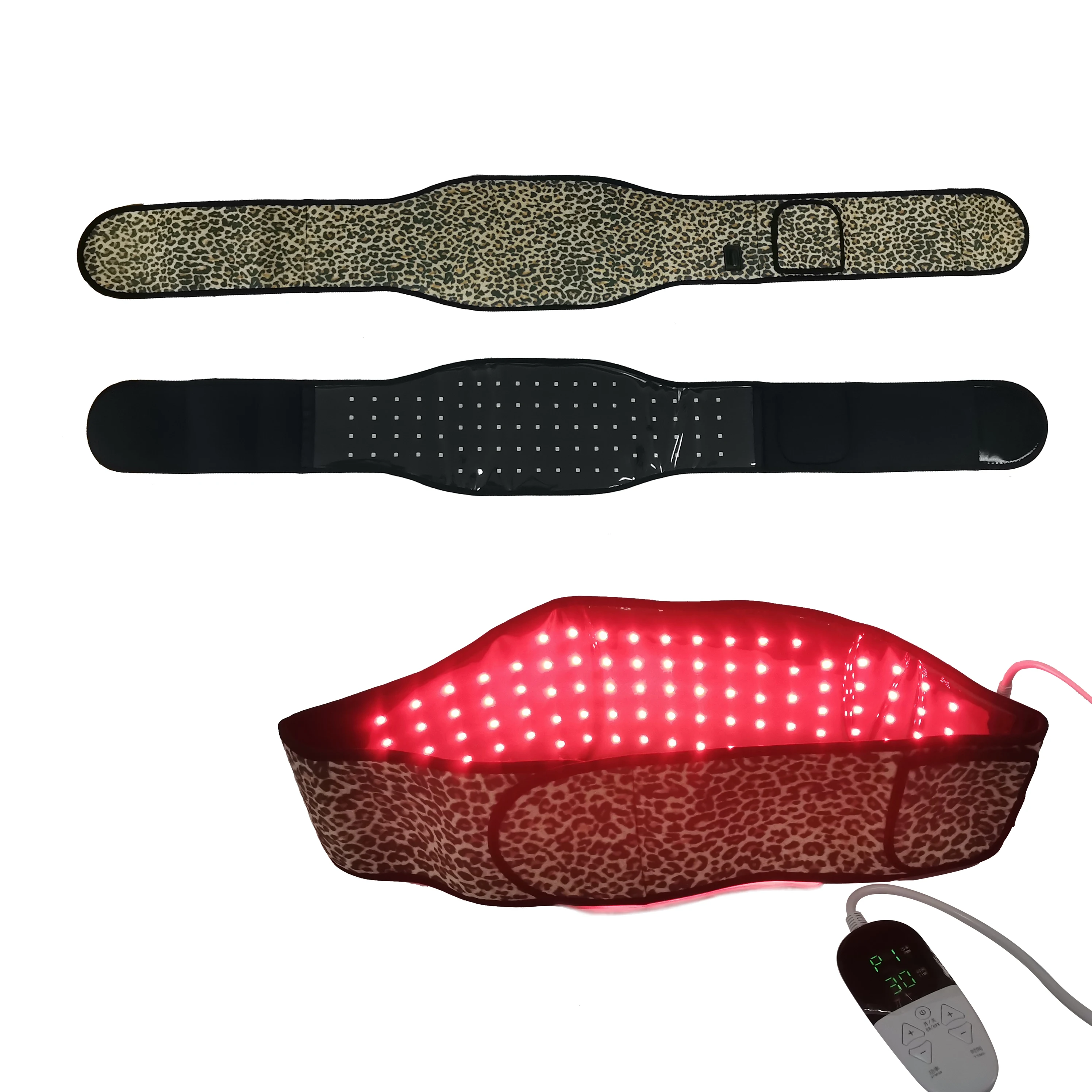 

Factory direct Leopard skin pattern red light infrared slimming physiotherapy belt, Black