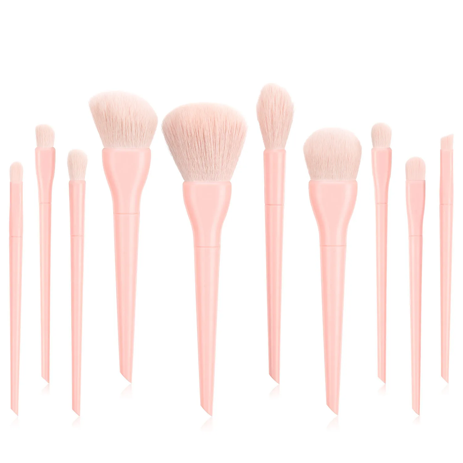 

Ouyou soft synthetic hair and plastic handle eyeshadow foundation powder blush 10pcs red makeup brush set