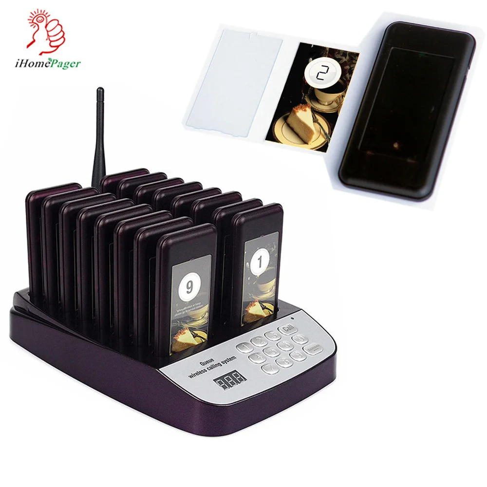 

hot selling 1-16 wireless restaurant guest number pager system, Wine red