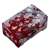 Cheap luxury wood box with metal lock button initial letter lacquer jewelry box