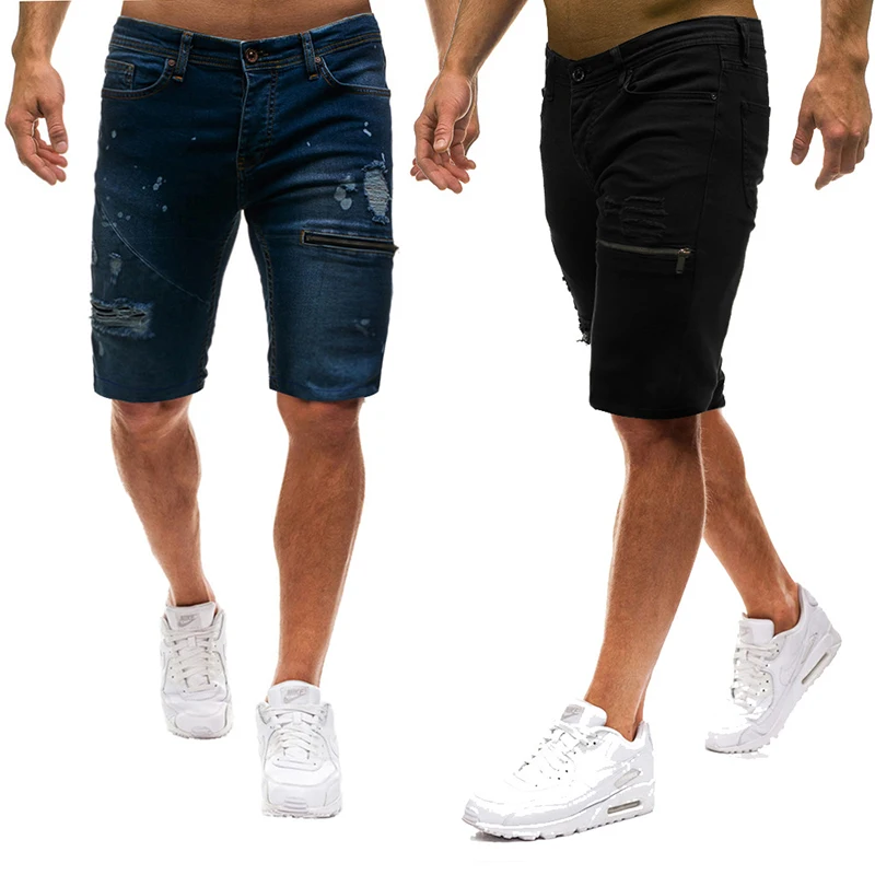 

Wholesale slim fit high quality fifth denim pants mans new design jeans men's shorts for men clothing, Black,blue,army green