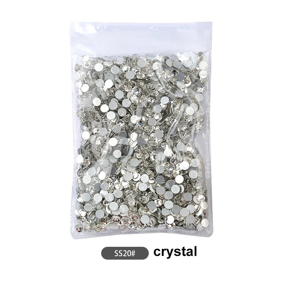 

Yantuo Wholesale Plastic bag packaging Crystal Color SS3-SS30 Flat Back Non Hot Fix Glass Nail Rhinestones For Nail Art