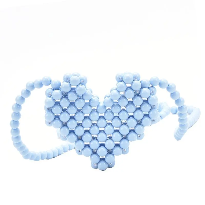 

Summer cute acrylic beaded woven bag 2021 new fashion DIY girl  one shoulder mini heart bag, 5 colors