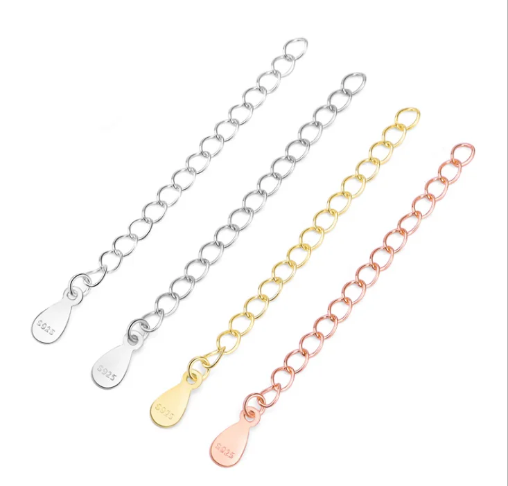 

wholesale 925 sterling pure italian silver jewelry adjustable chains extension chain, Silver, rhodium,plate gold,rose gold