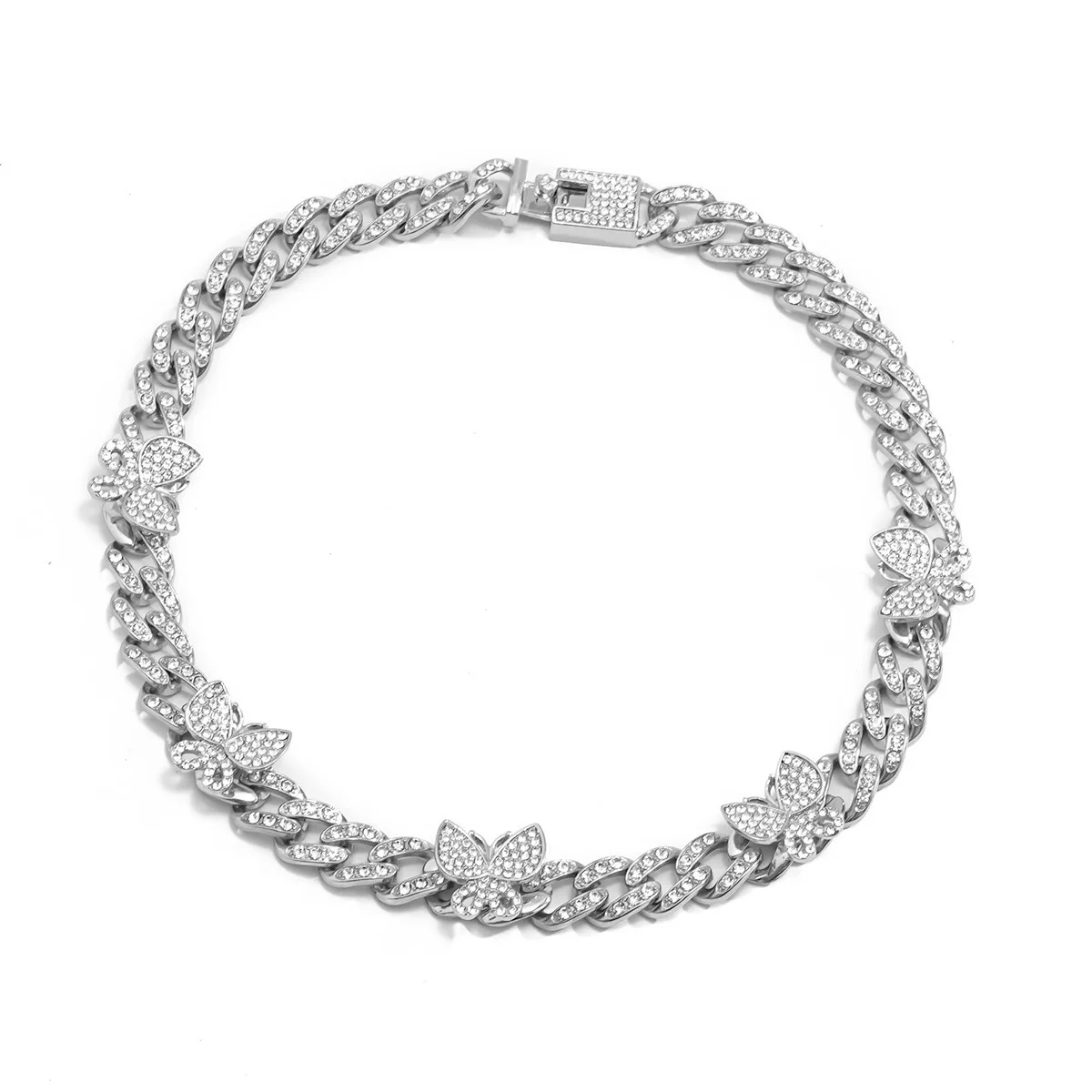

wholesale brass silver diamond butterfly necklace jewelry