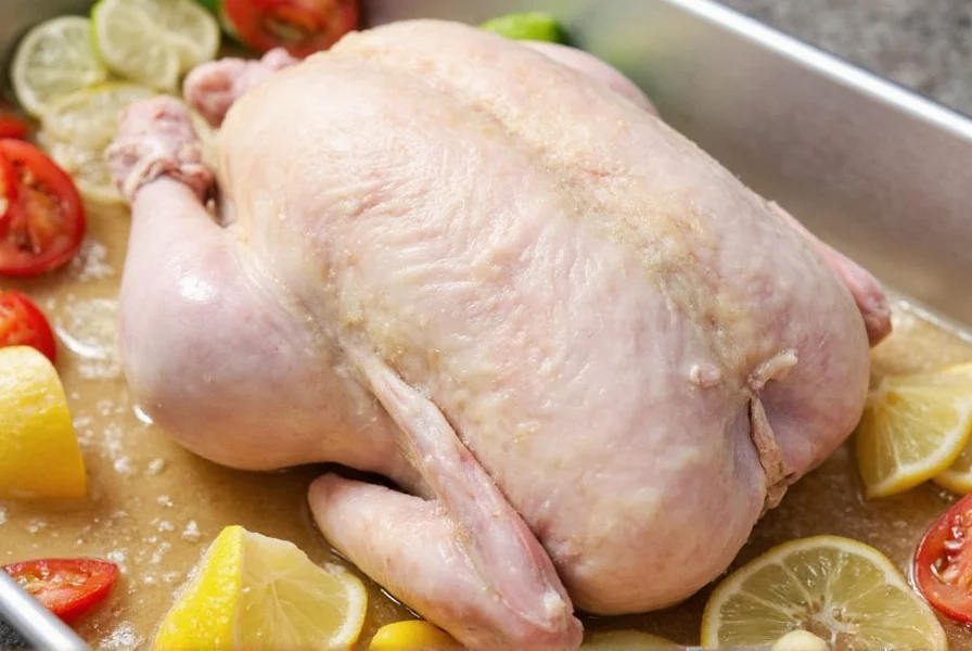 Chicken soaking in brine inside a plastic bag
