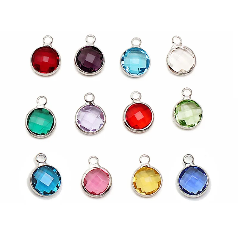 

10pcs per bag Wholesale 12 Zodiac Glass Crystal Birthstone Charms for Jewelry Making Pendant Finding, As pic