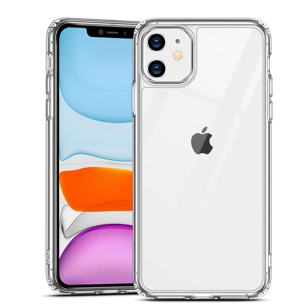 

ESR Gradation color For iphone 11/11 pro/11 pro Max Soft Silicone Bumper Shock Absorption 9H Tempered Glass Phone Case