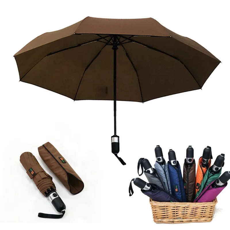 

Drop Shipping No Minimum Brown 3 Folding Travel Custom Compact Automatic Water Proof Colorful Auto Open and Close Umbrella, Multi-colors