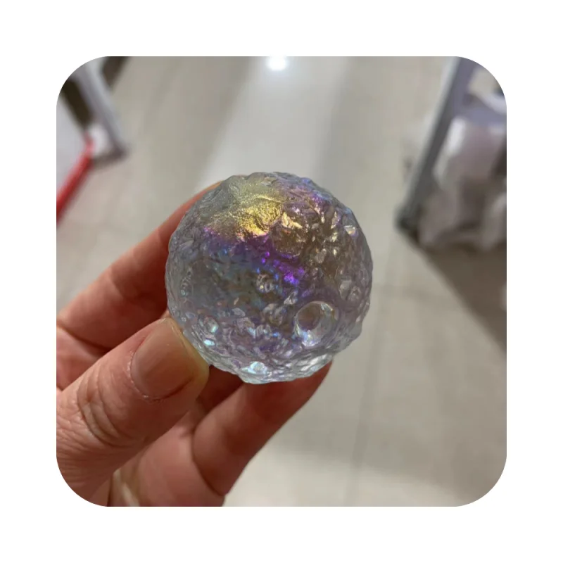 

Wholesale angel aura clear melting stone Crystal customized carving sphere moons for crafts gifts decoration