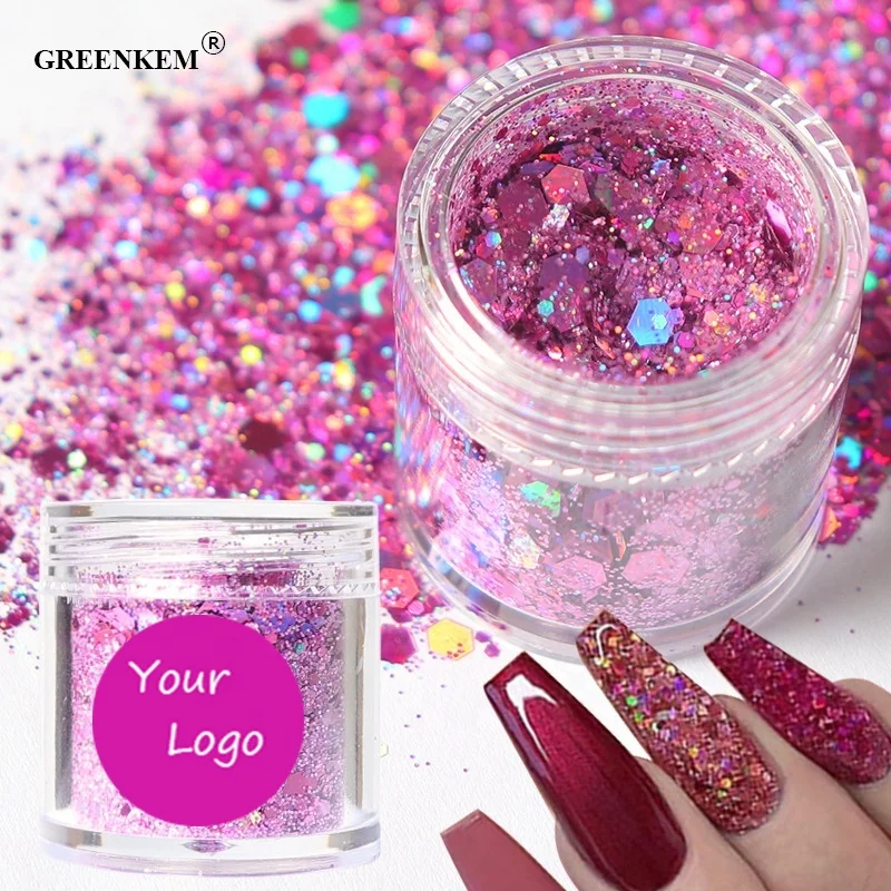 

GREENKEM Holographics Aurora Sequins for Nails Glitter Flakes Mixed Hexagon Spangles for Gel Paillette Nail Art Sequins