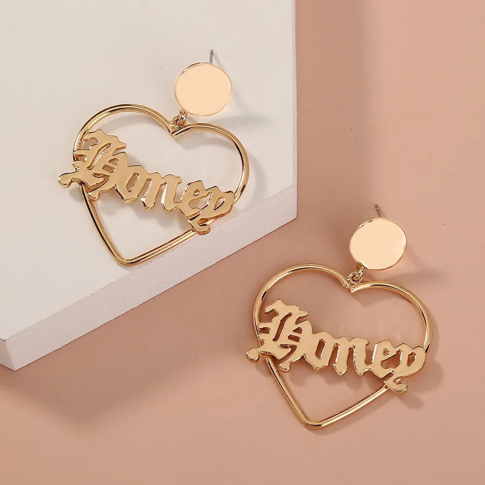 

NE946 New Arrival Fashion Golden Jewelry Rhinestone Heart Shape Drop Earrings for Parties Outdoor Activities