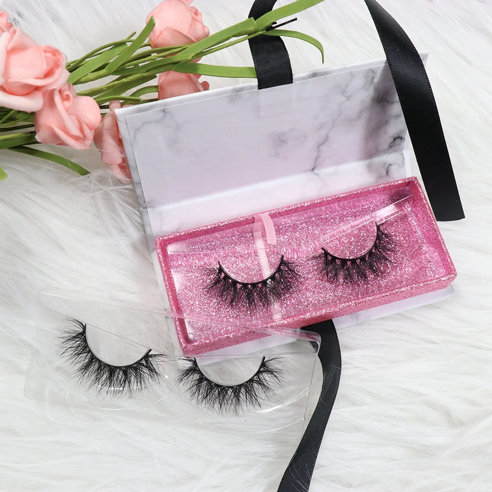 

Private Label Wholesale Natural Curl Mink Eyelashes Book Real Fur 25MM Mink Strips Lashes With Clear Buttery Box