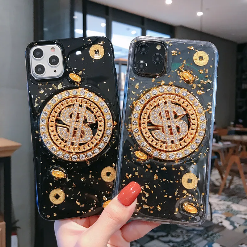 

Rotating Dollar Phone Case For iPhone X XR Xs Max Luxury Gold Foil Shining Cover For iPhone 6 6s 7 8 Plus 11 12 Pro Max Mini, Colorful