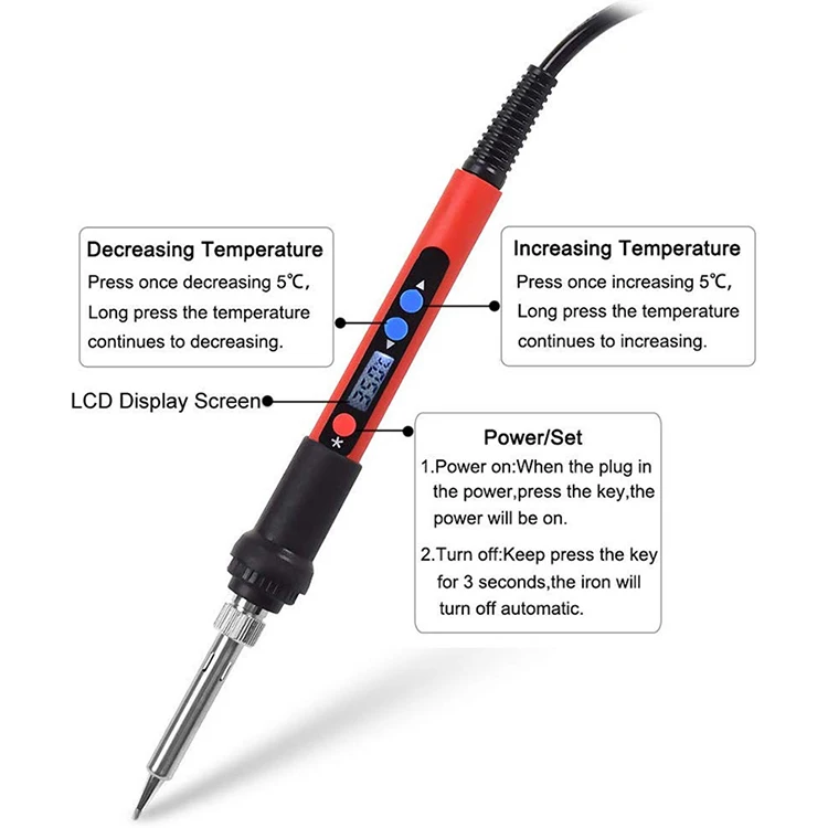 Adjustable Temperature 80w Electric Soldering Irons With Lcd Display