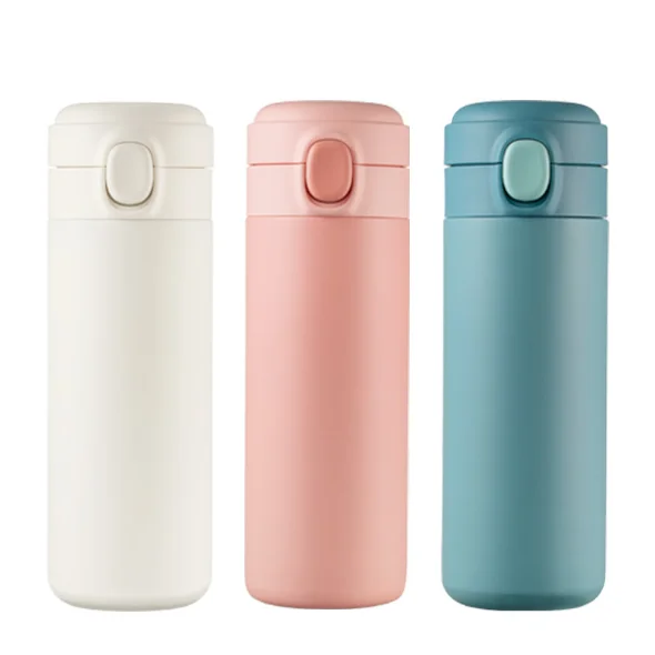 

Hot Selling Pea Cup Double Wall Stainless Steel Insulated Pea Water Bottle with Bounce Over Lid, Rose gold