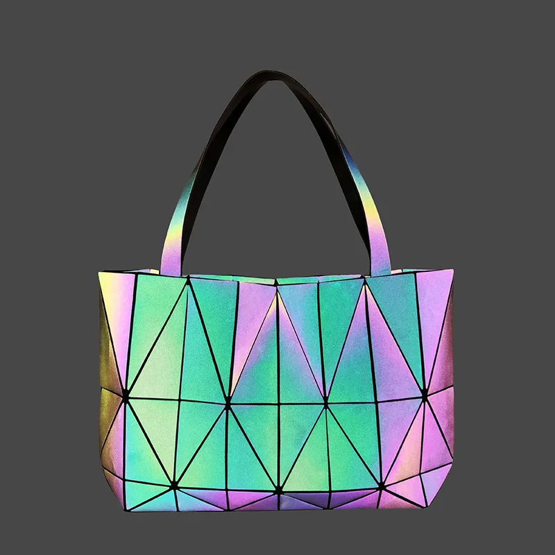 

KALANTA Amazon Sac Fashion HOT Luminous Bag Women Geometry Tote Quilted Shoulder Crossbody Hologram Laser Plain Folding Handbags, Customized color