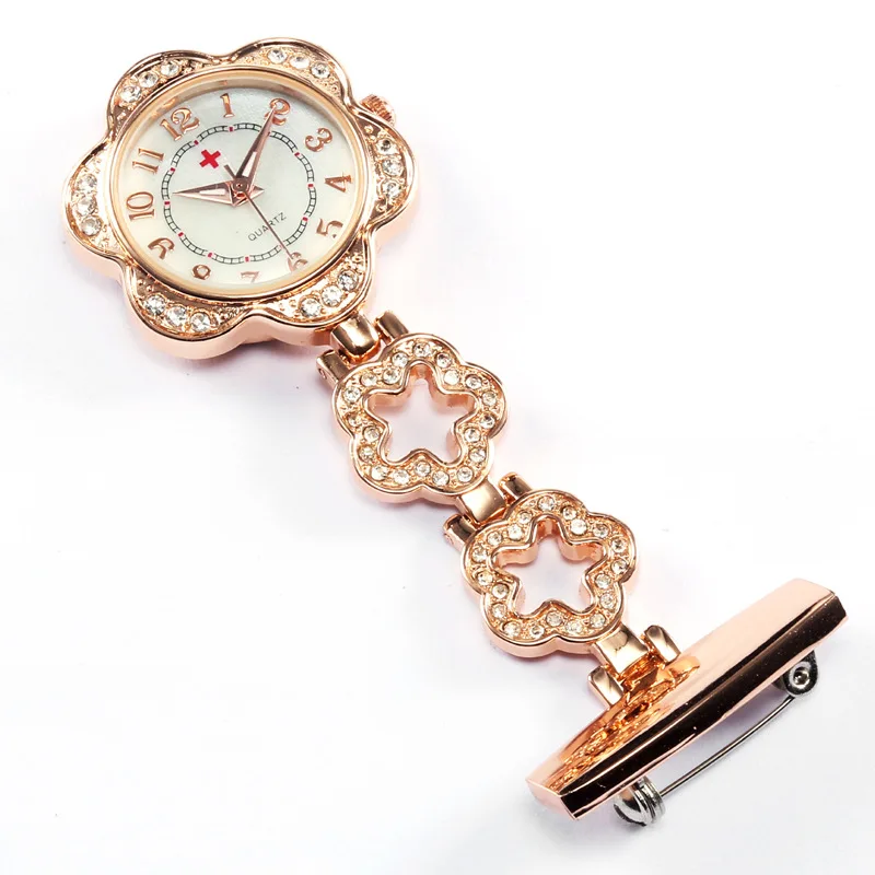 

New Pocket Durable Movement Pin clip Stainless Watch Breast Watch Brooch hang Metal Nursing Quartz Nurse Watch for Hospital, Silver,gold,black, rose