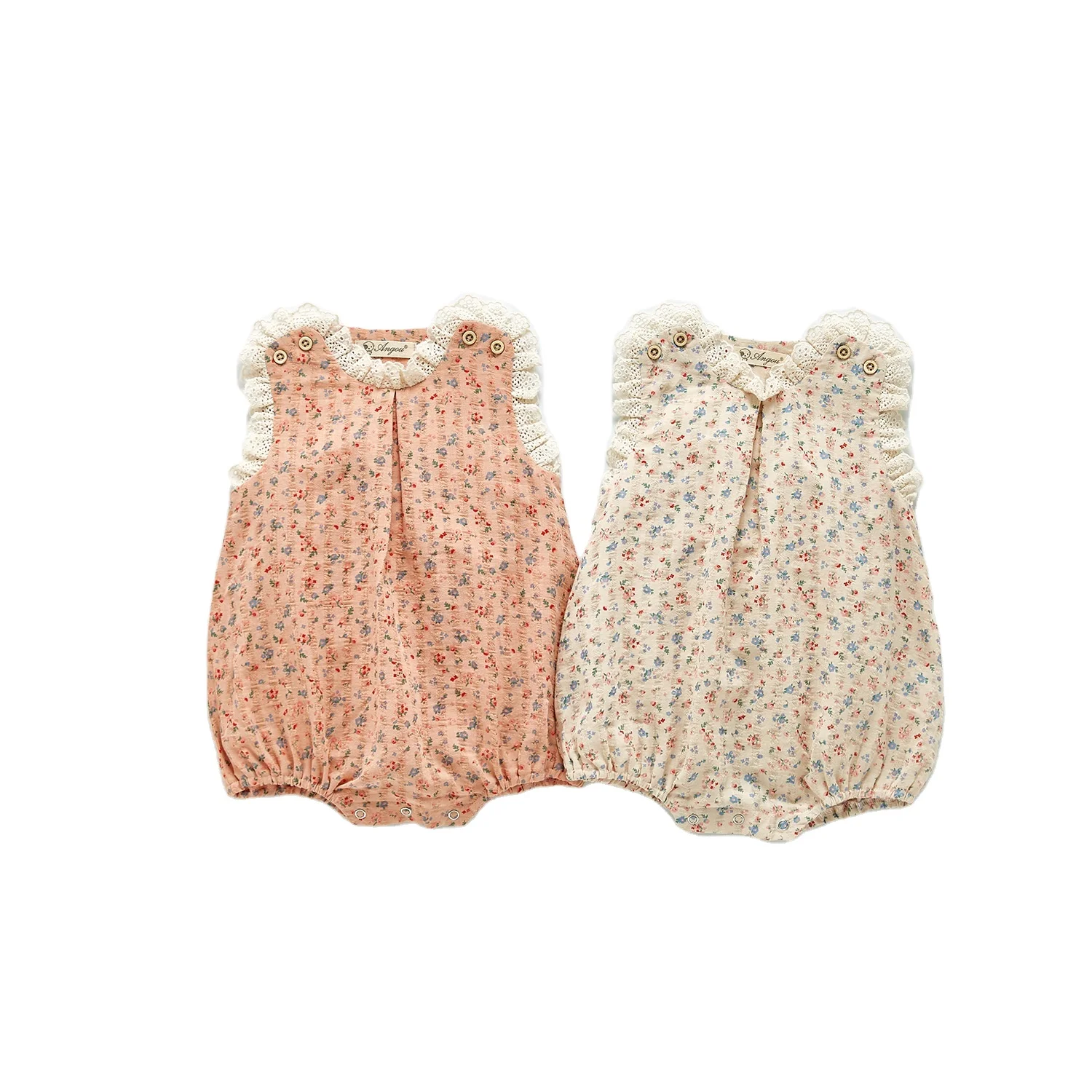 

ZHBB Australia INS Newborn Floral Girls Jumpsuits Summer Lace Collar Sleeveless Infant Bodysuits Baby Romper Organic Cotton