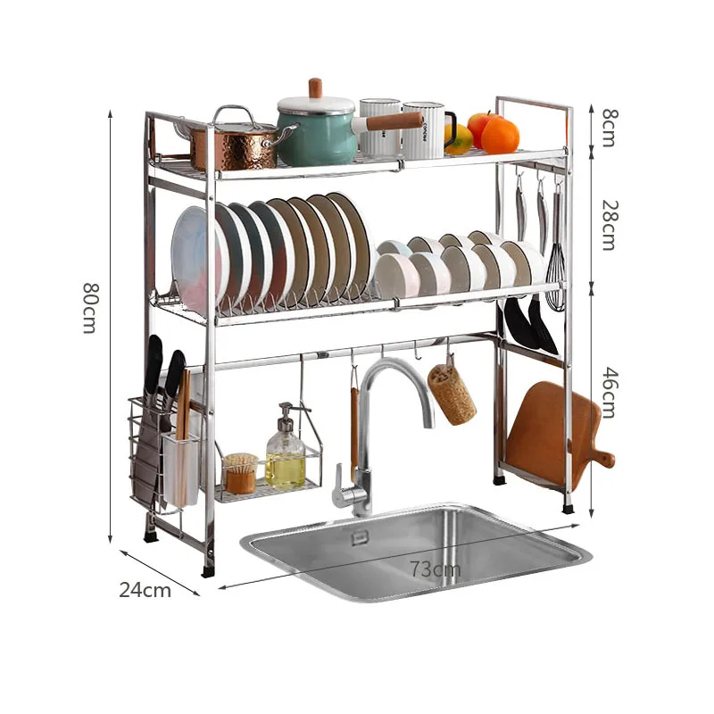 

Manufactory Wholesale Stainless Steel Kitchen Cabinet Storage Shelf Sink Dish Drying Rack, Silver