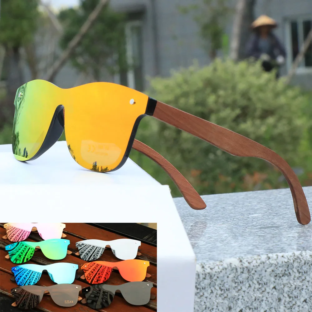 

2018 oem fashionable mirror frameless custom polarized wooden sunglasses 2019, Custom colors