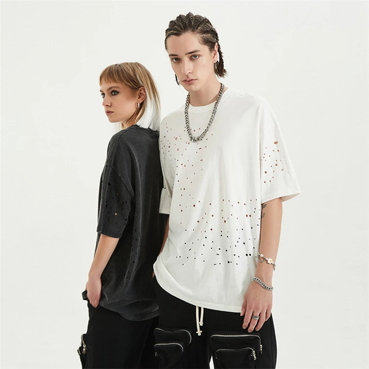 

Vintage Mineral Wash Ripped T shirt Men, 5 colors in stock