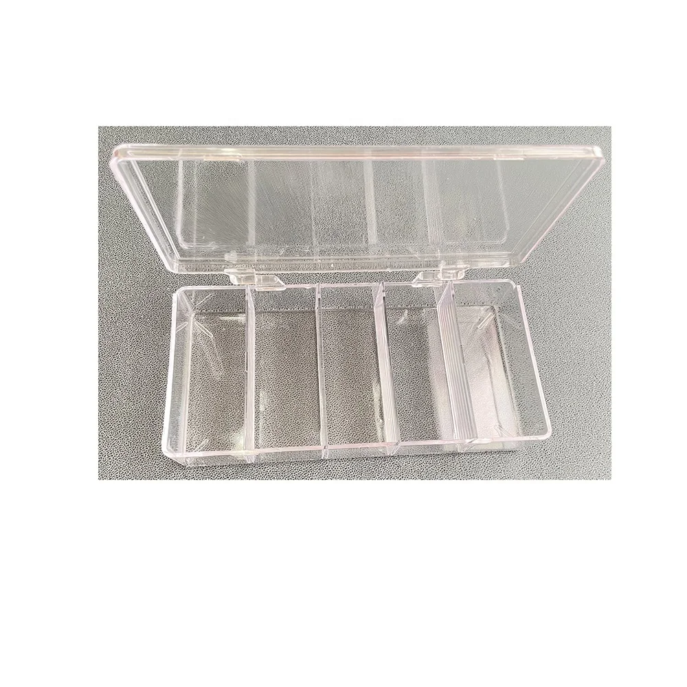

Transparent Nail Art PS 5 grid Storage Box Jewelry Beads Gems False Tip Container Empty Nails Rhinestones Holder