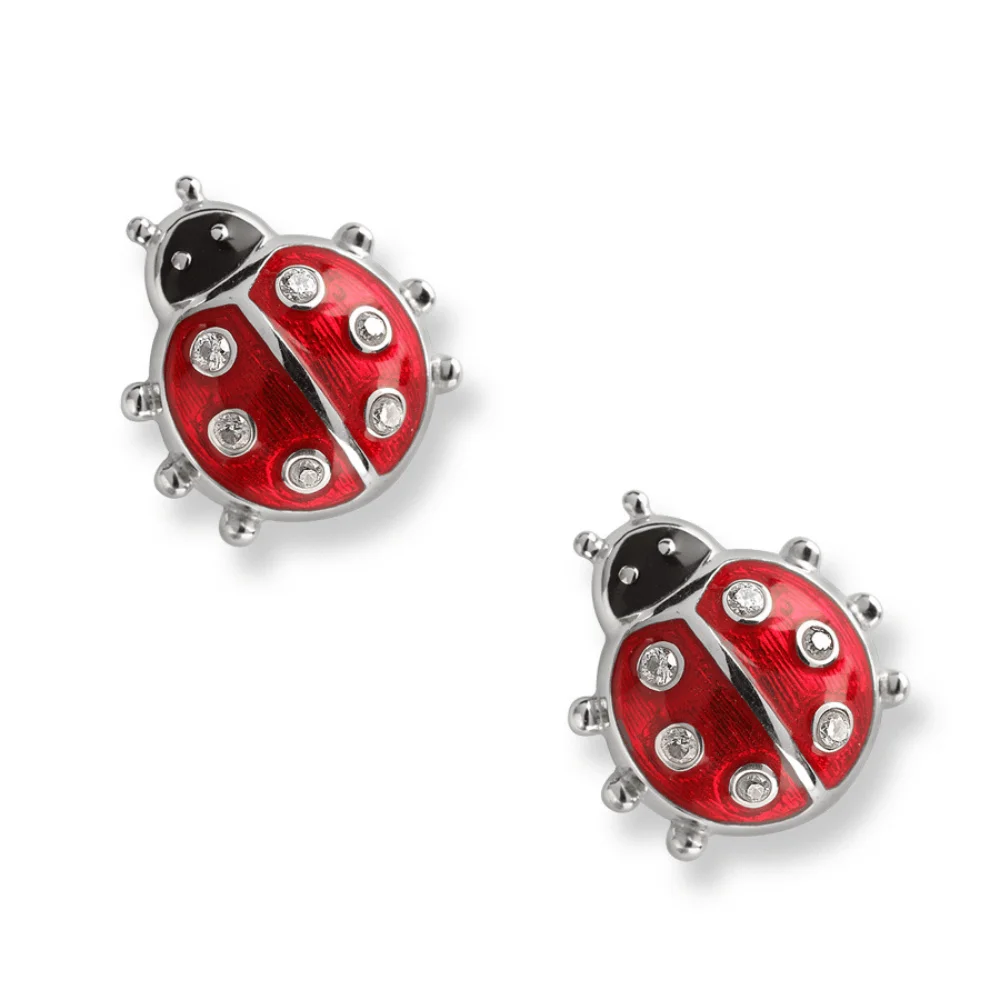 

925 sterling silver miraculous ladybug charm  earring women earrings jewelry, Red