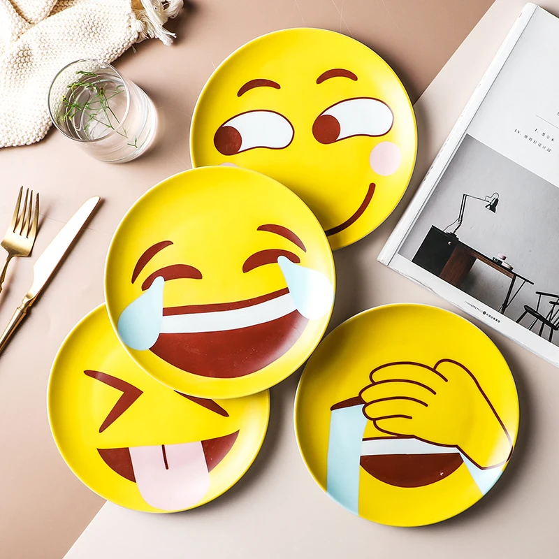 

New Arrival Facepalm Funny Make Face Smile Face Ceramic Plate Tableware 8 inch