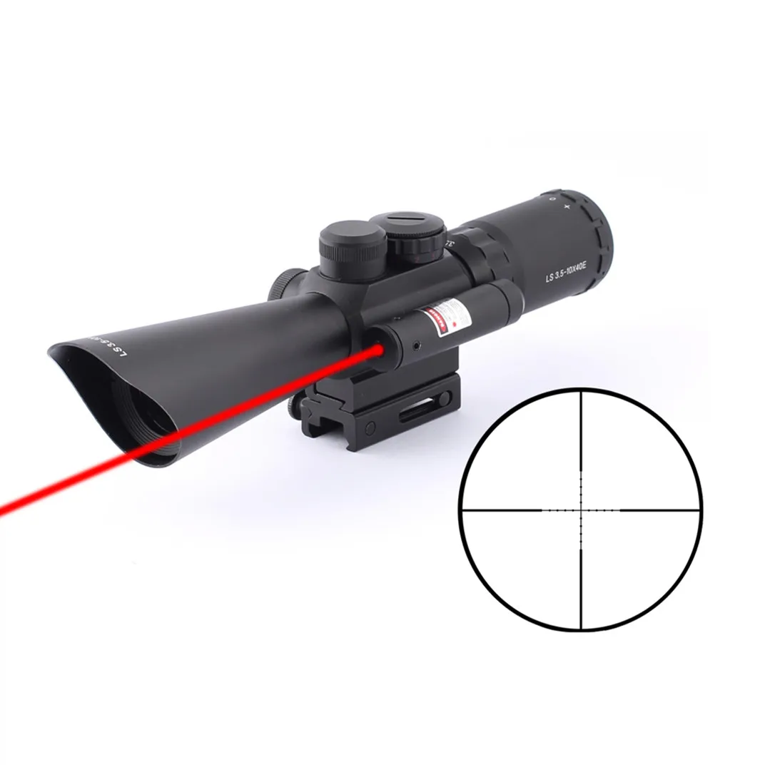 

3.5-10x40 Adjustable Dovetail Rifle Scope Optics riflescope tactical With Red Laser sight scope night vision hunting China, Black