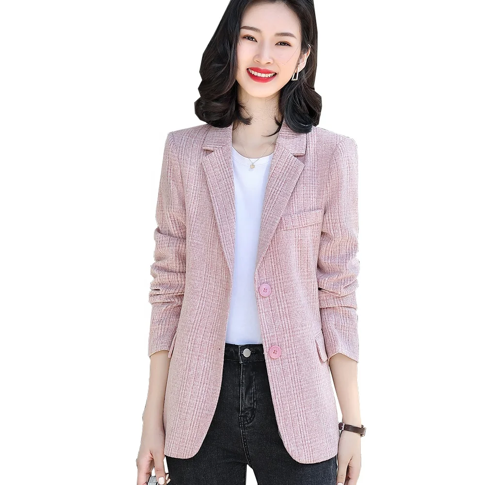 

New Arrival Pink Gray Spring Autumn Fashion Design Latest Casual Female Coat Jacket Blazer for Ladies Women, Gray;pink