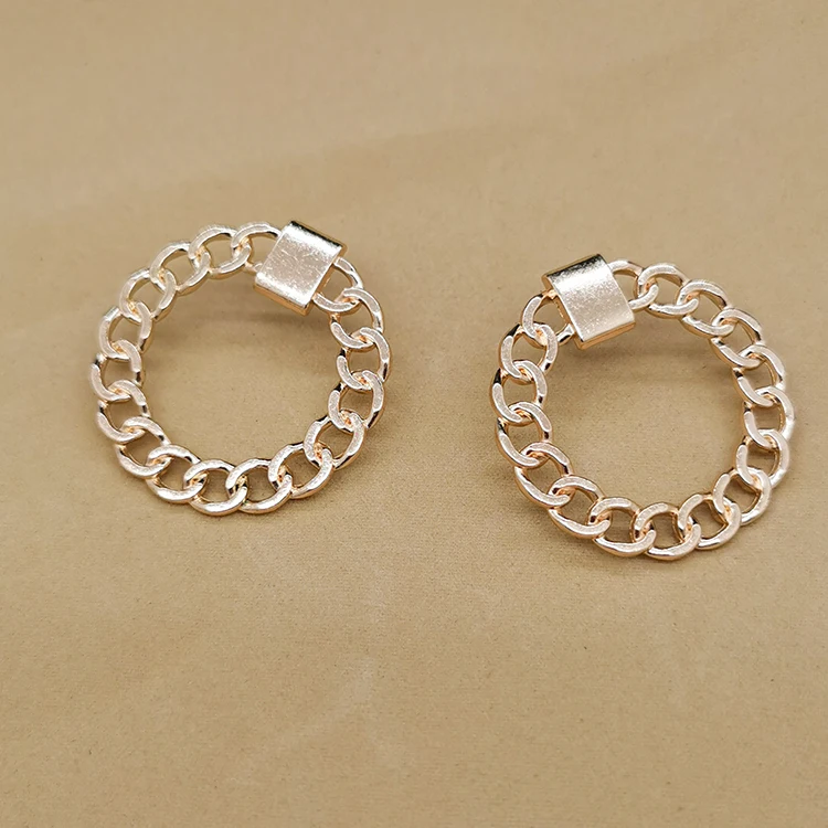

New Trendy Chain Round big hoop earrings fashion gold-plated personalized earrings, Golden