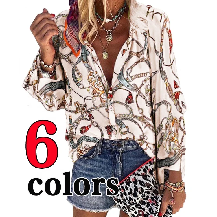 

Fashion Shirts Women Clothing 2021 Plus Size Ladies Blouses Tops Latest Design Long Sleeve Shirts Printed Blouse Women
