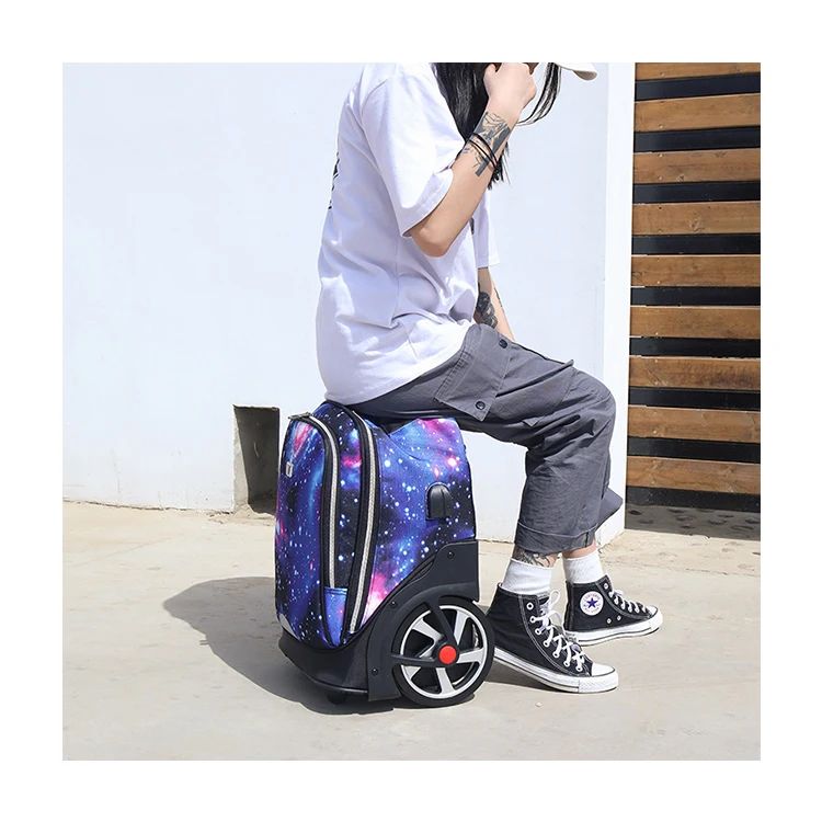 

Rolling Backpack Wheeled Fashion Large Laptop Bag Boys Girls Travel School Student Trip Trolley School Bag, Customizable color