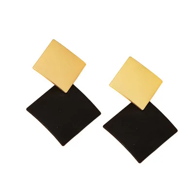 

Temperament Gold Plated Double Colors Square Earring For Mom