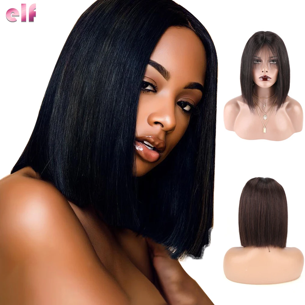 

Summer Short BOB Wig Brazilian Virgin Human Hair Lace Front Wig,Silky Straight Lace Frontal BOB for black women