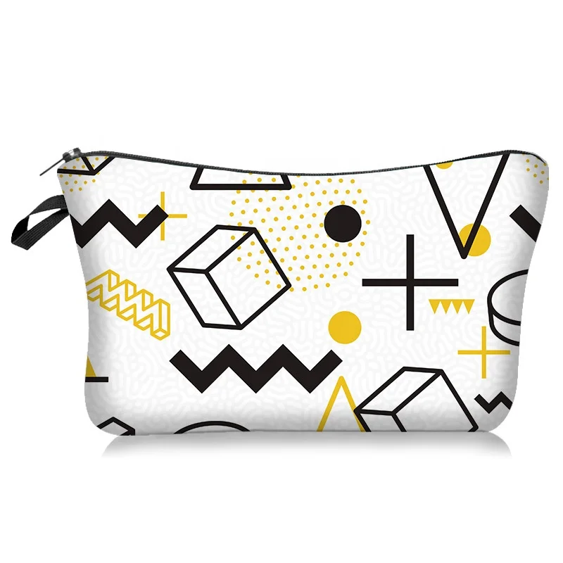 

Amazon wholesale make up bag design travel makeup bag geometric toiletry shiny laser cosmetic bag for women