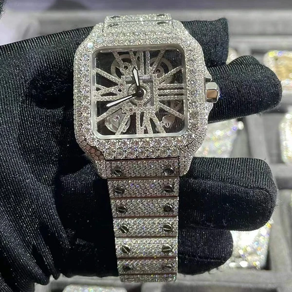

LiFeng jewelry Hip Hop Custom Men Full Iced Out VVS Diamond Moissanite Luxury Brand Skeleton Moissanite Watch