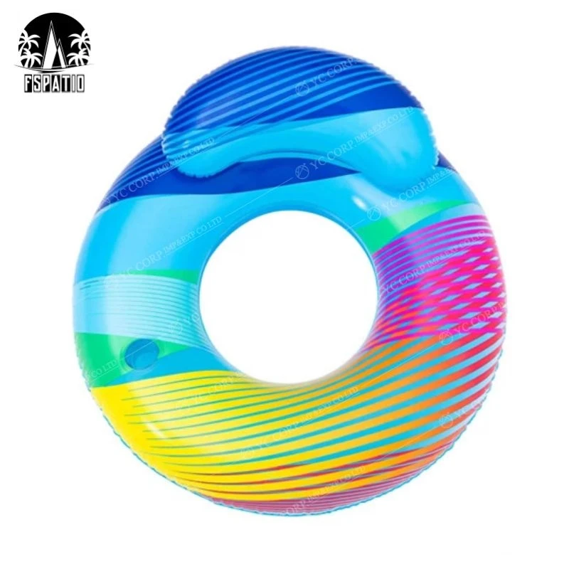 

FSPATIO Amazon Hot Sale Summer Rainbow Inflatable Swimming Ring Thicken Adult Swimming Pool, As photo
