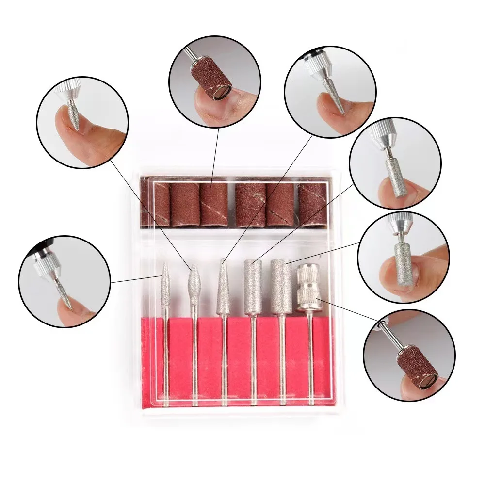 Nail polish head 6-piece stainless steel sander accessories White sand trap handling nail tools