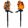 best selling resin squirrel shape solar warm white light for lawn waterproof inserted lamp