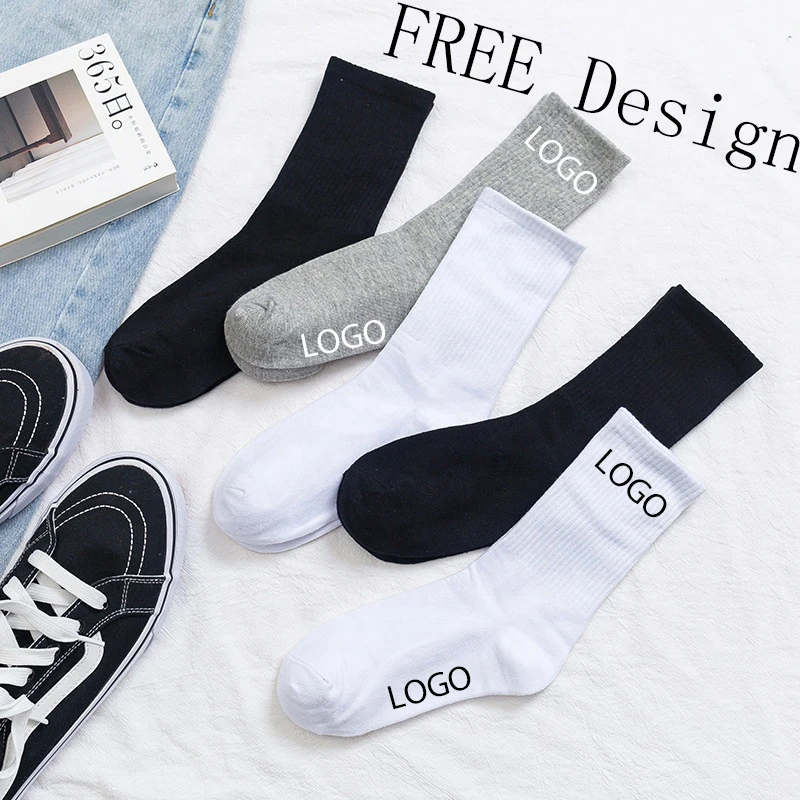 

Custom Logo Men Crew Socks Brand Customize Design 100% Cotton Socks No Minimum Ordersocks Custom Logo Embroidered Jacquard Socks