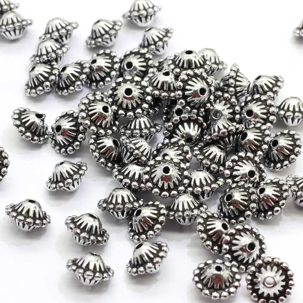 

12mm Acrylic AntiqueEtched Bicone Beads Flower Design Corrugated Plated Bicone Shape Spacer Beads DIY Jewelry